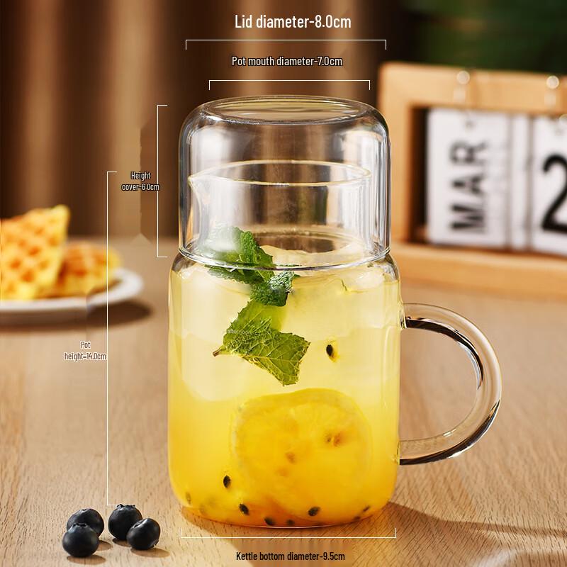 

Shangqi 800ml Large Capacity Heat-Resistant Glass Drinking Cup with Handle & Lid