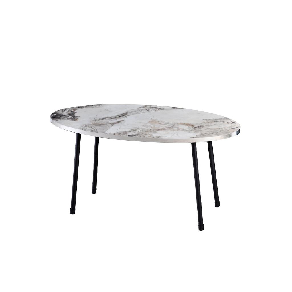 Silver Ellipse Black Metal Leg Coffee Table