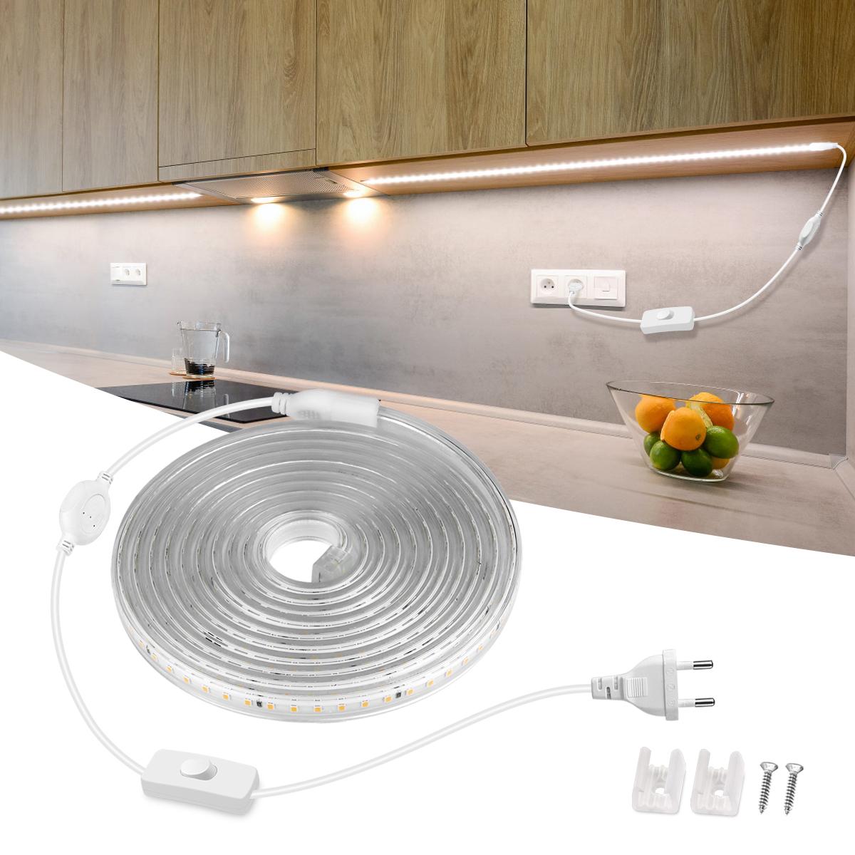 

SMD2835 AC220V Светодиодная лента Гибкая лампа 60LEDs/M Водонепроницаемая светодиодная лента Светодиодная лента с вилкой европейского стандарта 1M-EU