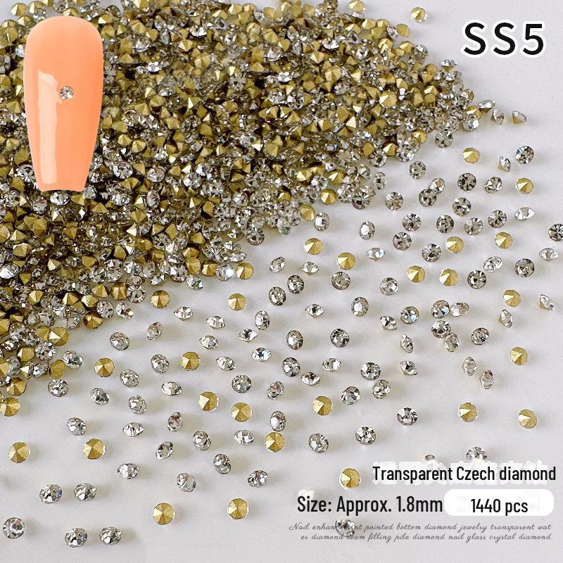 

1440 чешских стразов Super Flash с белым бриллиантовым острием для украшения ногтей.