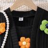 Girls' Floral Knit Cardigan & Slim Fit Camisole Dress Set for Spring and Autumn