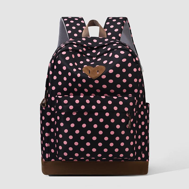 Zaino di alta qualità retrò letterario a pois Zaino per studenti delle scuole medie del campus Zaino casual semplice versatile da donna