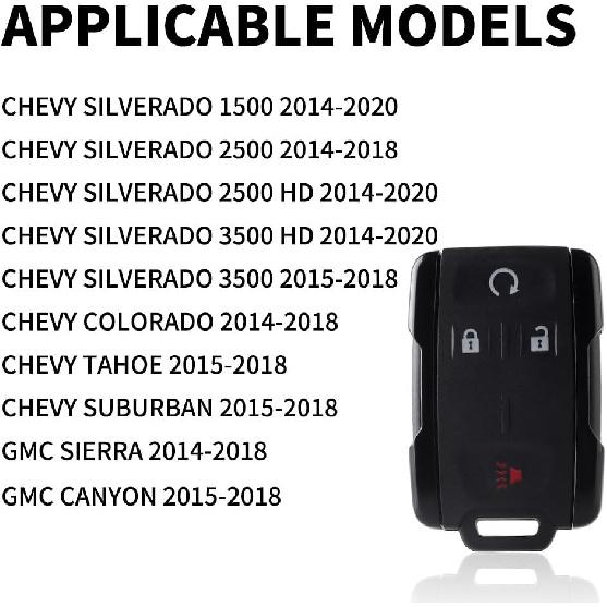 Key Fob Keyless Entry Remote Start Replacement Car Remote Control for Chevy Silverado/GMC Sierra/Canyon 2014- (M3N-32337100)