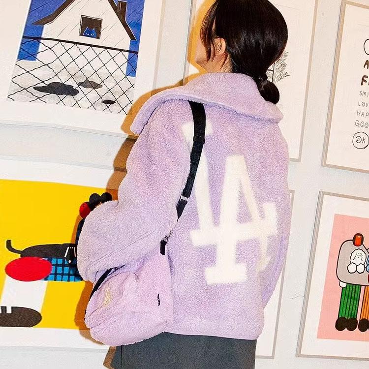 New MLB Los Angeles Dodgers Velvet Jackets Unisex Light Lavender Color 3AJPF3016-07LDL