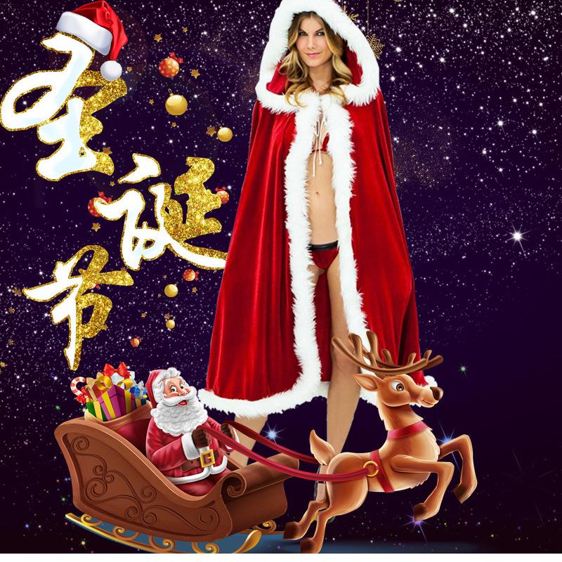 Unisex Gold Velvet Santa Claus Cloak: Christmas & Little Red Riding Hood Costume