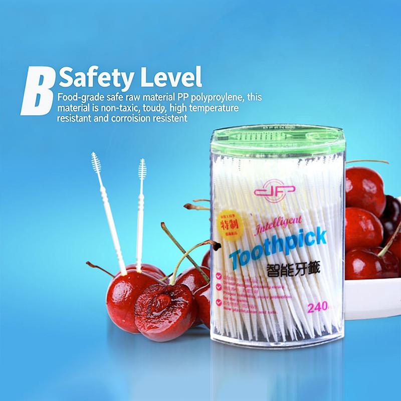240Pcs/Box Portable Fish Bone Shape Disposable Plastic Toothpicks Teeth Cleaning Interdental Brush Oral Gum Teeth Cleaning Care
