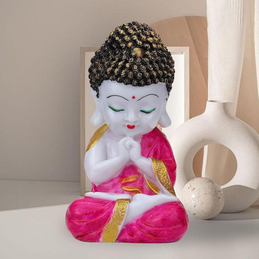 Polyresin Buddha Idol Decorative Showpiece Little Baby Monk Buddha, Pink