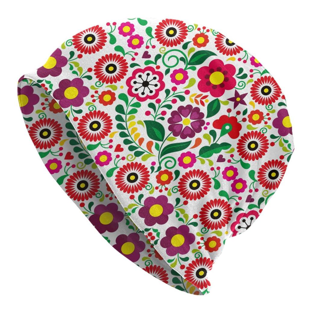 Custom Mexican Flower Skullies Beanies Caps Unisex Winter Warm Knitting Hat Women Unisex Cool Adult Bonnet Hats Outdoor Ski Cap