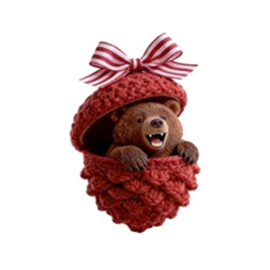 Ornamente cu Ghinde de Animale din Pădure Acrilice Ornamente de Crăciun Pădure Confortabilă Acril 2D Tricot Acrilic Con de Pin Animal Decorațiune Suspendată pentru Casă Petrecere