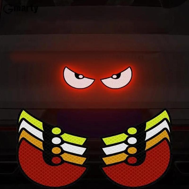 1 Pair Decorative Reflective Stickers Car Motorcycle Devil Eye Reflector Stickers Motorbike Scooter Decoration Accessory