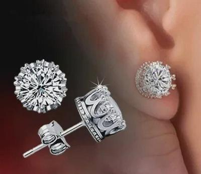 Korean Minimalist Crystal Zircon Crown Earrings for Women