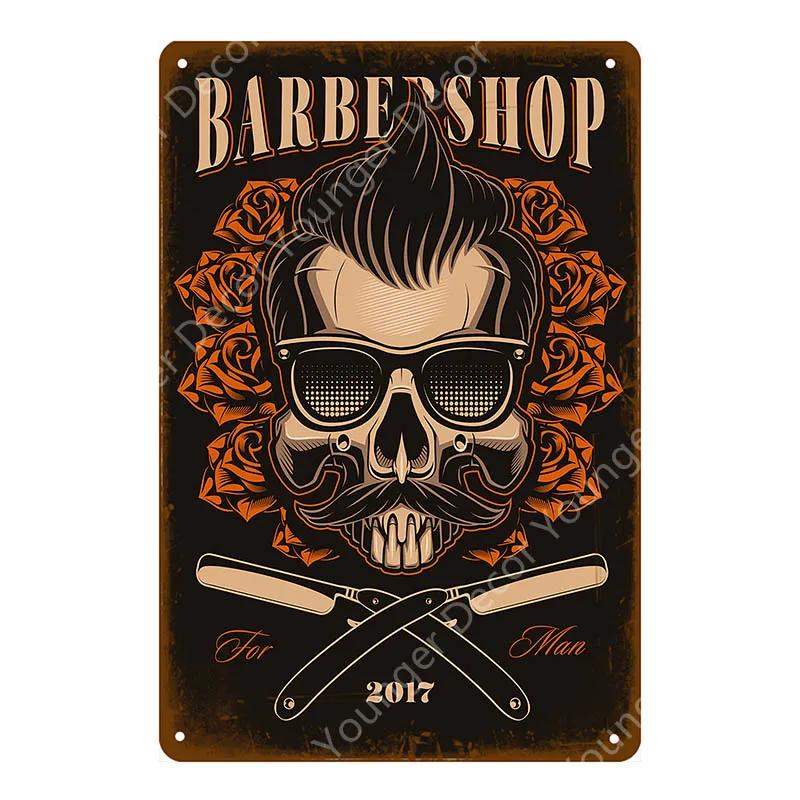 Vintage Barber Shop Metal Signs Shaving Hair Cut Poster Cafe Bar Pub Retro Plaque Haircut and Shave Beard Iron Plates YL002
