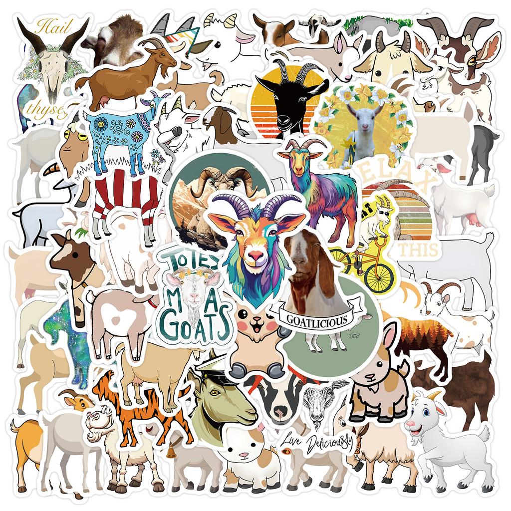 60 New Goat Animal Graffiti Stickers for Children DIY Mobile Suitcase Waterproof Stickers