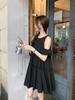 Sweet round neck off-the-shoulder short-sleeved dress for women's summer new gentle wind age-reducing a-word skirt ins