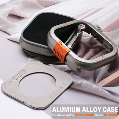 Metall-Vollschutz-Stoßfängerrahmen für Apple Watch Ultra 49mm Serie 10 46mm Aluminiumlegierung Schutzhülle für Apple Watch 46mm 49mm