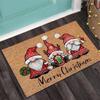 Christmas Carpet Cartoon Dwarf Door Mat Red Santa Claus Floor Mat Holiday Decoration Indoor and Outdoor Foot Mat Absorbent Mat