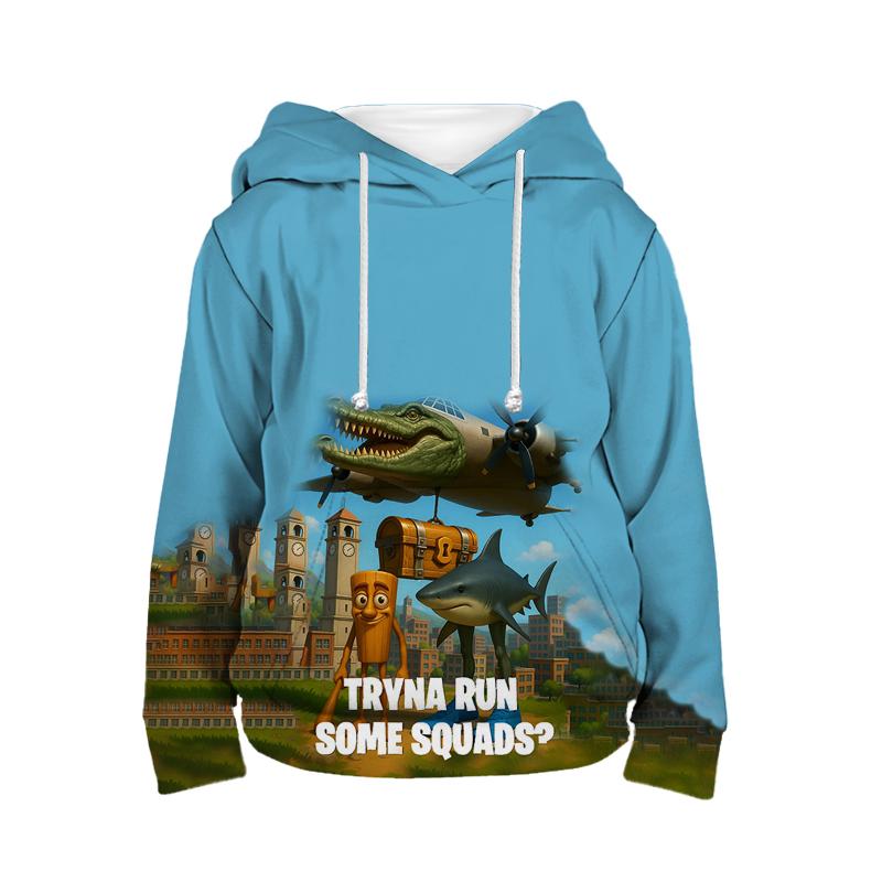 

Худи Tung Tung Tung Sahur Italian Brainrot Детская одежда Тралалеро Тралала Детская спортивная толстовка для мальчиков и девочек Пуловер 130 белый