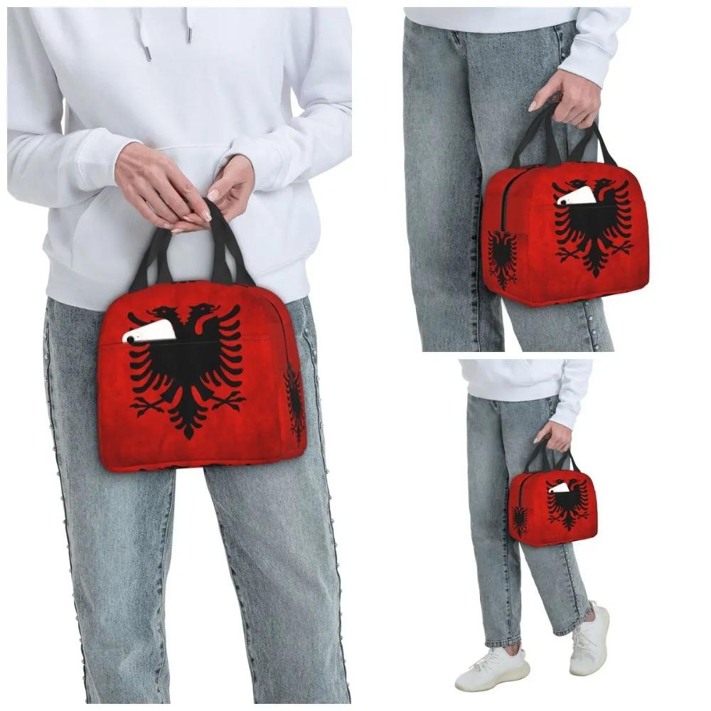 Albania Flag Insulated Lunch Bag for Kids School Cooler Thermal Food Box Tote Portable Lunch Boxes Container