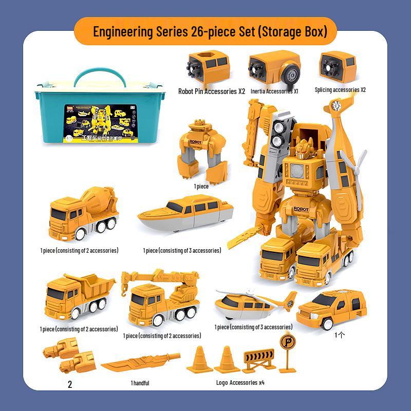Kids' Magnetic Engineering Vehicle Transformer Set - Educational Parent-Child Toy