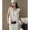 Johnature Summer French-Style Bohemian Embroidered Hollow Handmade Feel Sleeveless Top For Women