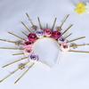 Elegant Rose Flower Hair Hoop Adjustable Size Sunbursts Headband with Rhinestones Comfortable Hairband Party Ornament
