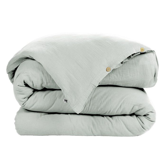 Housse de couette - Gaia - Double Gaze de Coton - 240 x 260 cm - Eucalyptus - Lavable