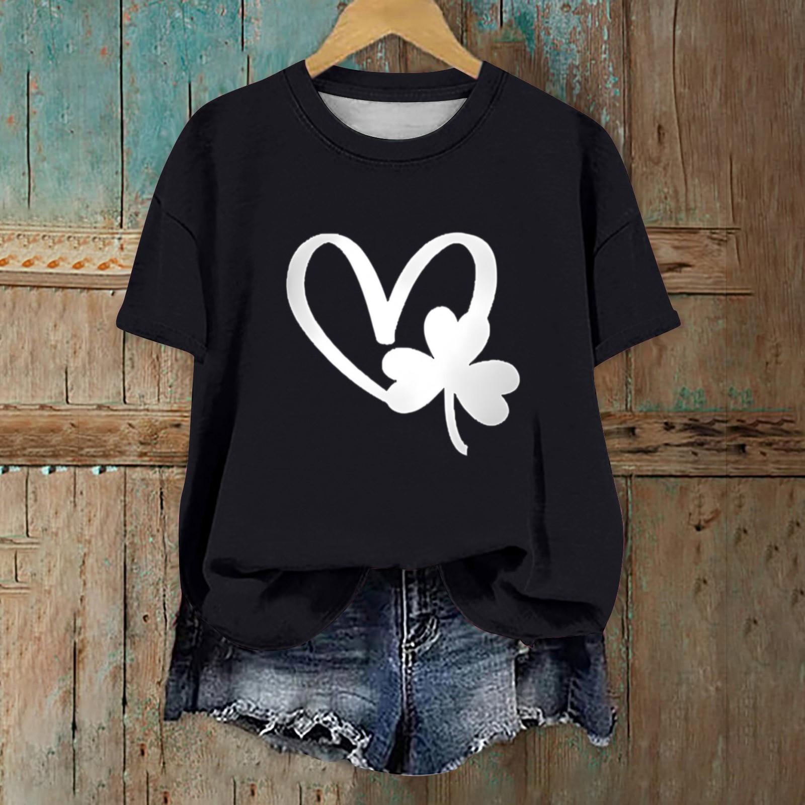 

Женская мода повседневная с заниженной линией плеча короткая St. Футболка с круглым вырезом и принтом ко Дню Святого Патрика XXXL