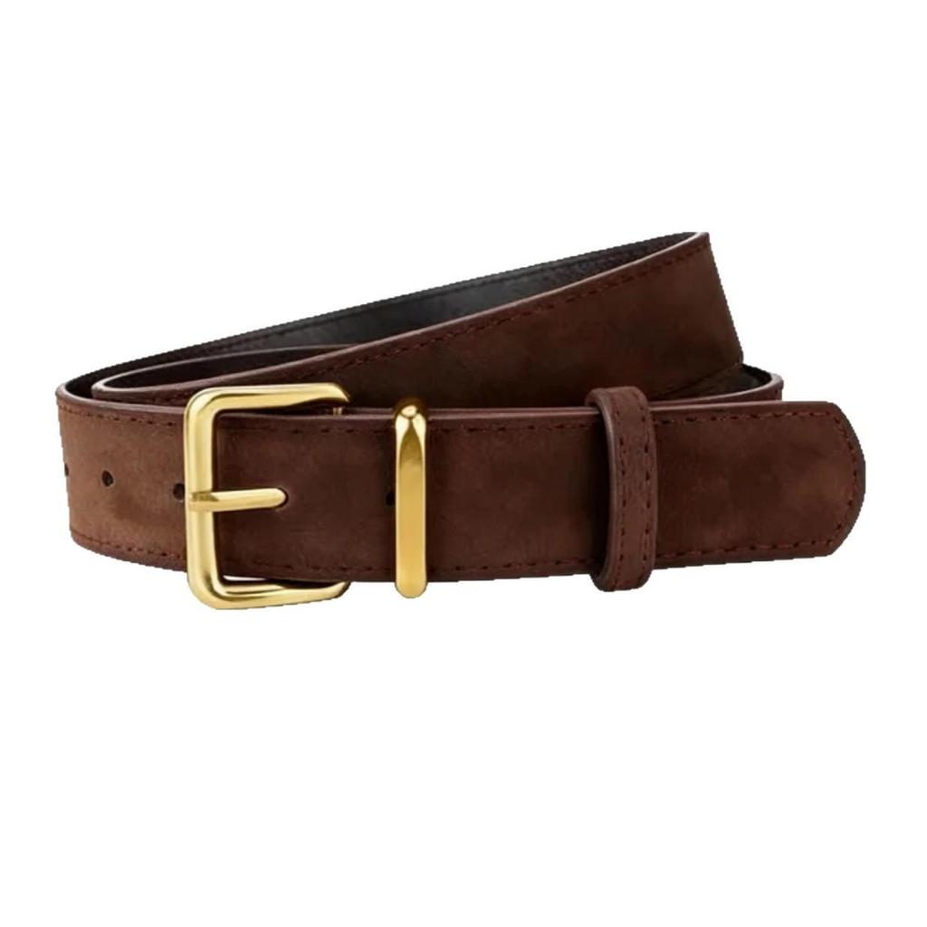 Korean Style Retro Suede Leather Belt with Pin Buckle – Perfect for Coats & Jeans