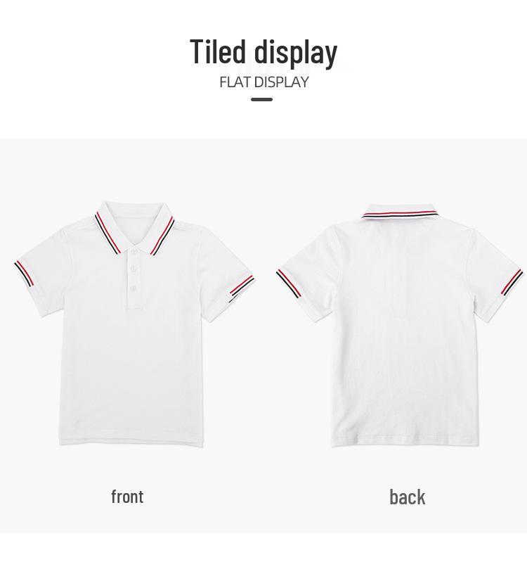 Kids' British Style School Uniform Polo Shirt - Cotton, Short Sleeve, Unisex, for Primary and Secondary Students