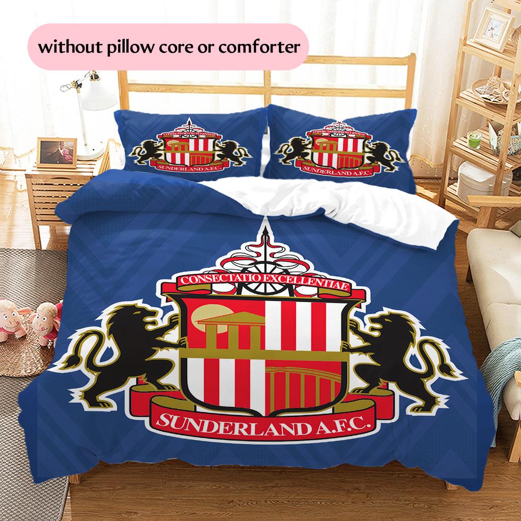 Sunderland AFC Pattern Bedding Quilt Set Home Decoration Gift (1 * Duvet Cover + 2 * Pillowcase Without Core)