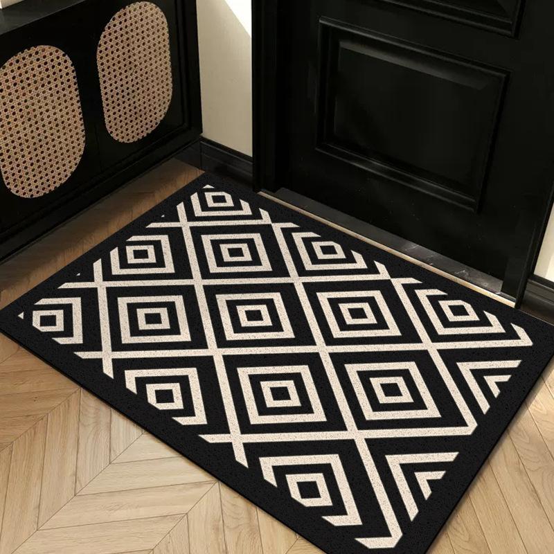 Entry Door Floor Mat Light Luxury Geometric Porch Scraping Mud Rubbing Soil Easy To Take Care Of Foot Pad Door Wear-Resistant Non-Slip Silk Ring Floor