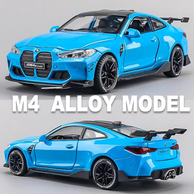 BMW M4 Coupe M Power Simulation Diecast & Toy Vehicles Sounds & Light Pull Back Car 1:32 Alloy Model Birthday Gifts