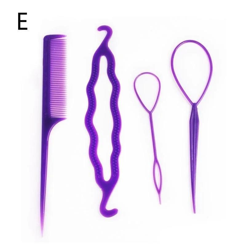 4Pcs Headgear Disc Hair Set Style Hair Extension Pin Hairs Stick Pointed Tail Comb Disc Hairs Set Styling Tools Braiders Styling