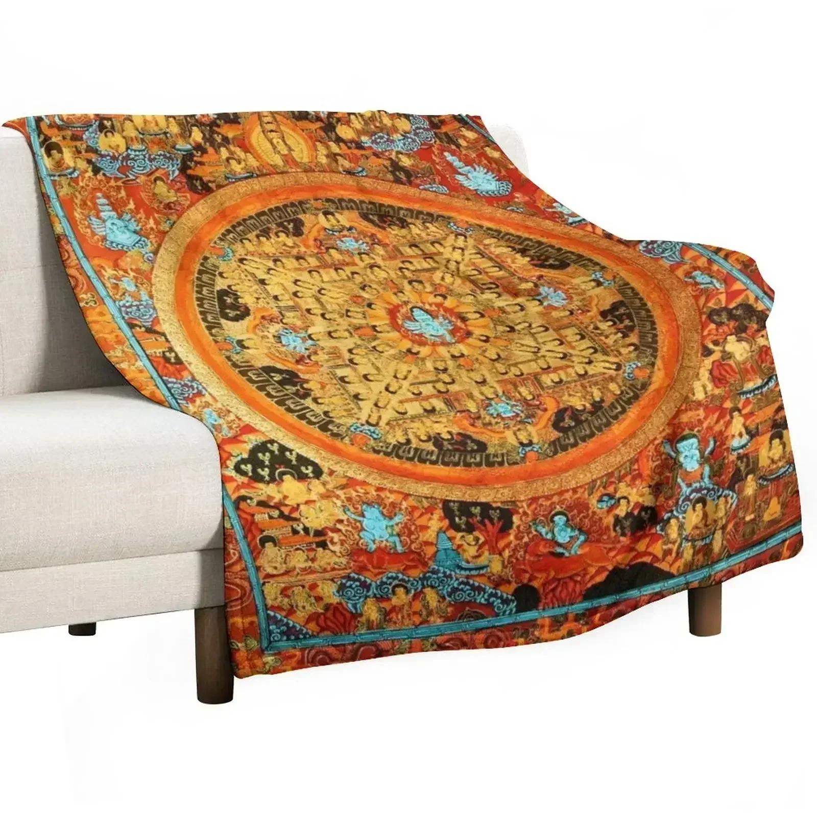 Buddhist Mandala Ashta Bhairava Thangka 45 Throw Blanket Cozy Warm Blanket for Bed Room Decor 75X95CM