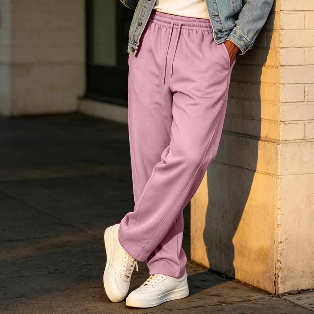 Men's Casual Loose Fit Straight Leg Sweatpants with Elastic Waistband for Athletic Training