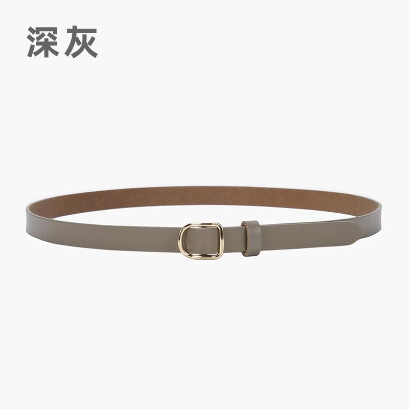 Ladies Belt Simple Cowhide Black Belt Student Decorated Jeans Business Casual Belt Genuine Leather