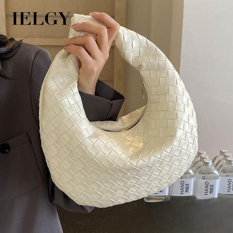 IELGY Hand-Woven Bag All-Match Underarm Bag One-Shoulder Portable Dumpling Bag