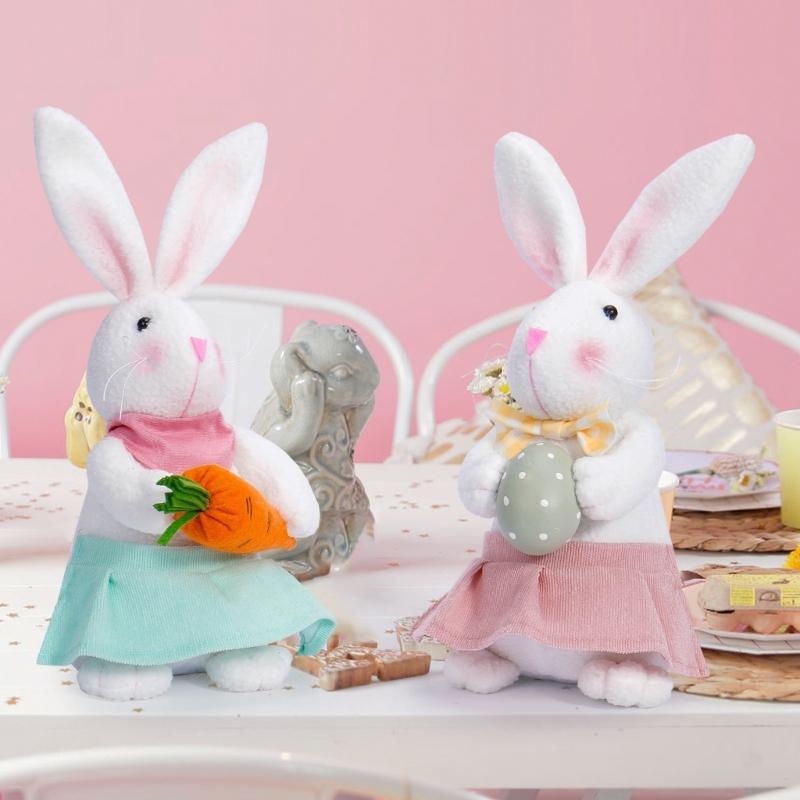 Decorazioni Coniglio Giorno di Pasqua con Uova, Bambola Gnomo Peluche Fatta a Mano Ornamento da Scrivania Regalo per Giorno di Pasqua per Bambino Adulto
