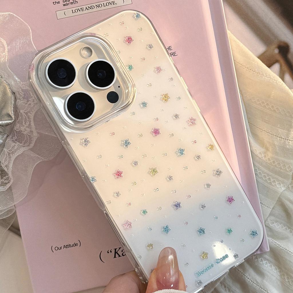 Glazed Sand Colored Stars Suitable for 16 Apple 17 Promax Mobile Phone Case Iphone 13 Hard 12 Korean 14 Advanced 11