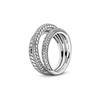 New 925 Silver Sparkling Bow Double Hearted Zircon Ring for Women DIY High Quality Wedding Jewelry Gifts
