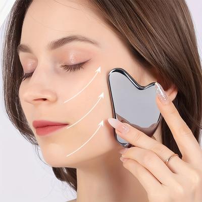 Stainless Steel Dolphin Gua Sha Facial Tool - Fragrance-Free, Battery-Free Eye & Face Massage Board for Deep Tissue Pressure