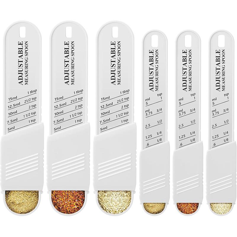 Adjustable Measuring Spoon Plastic Measuring Spoons Set with Adjustable Scale Kitchen Baking Tablespoon and Teaspoon Set JT576