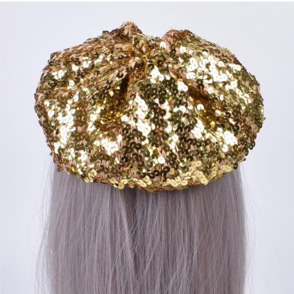 Solid Color Shining Beret Hat Chic Shiny Painter Hat Trendy Women's Sequin Beret Night Club