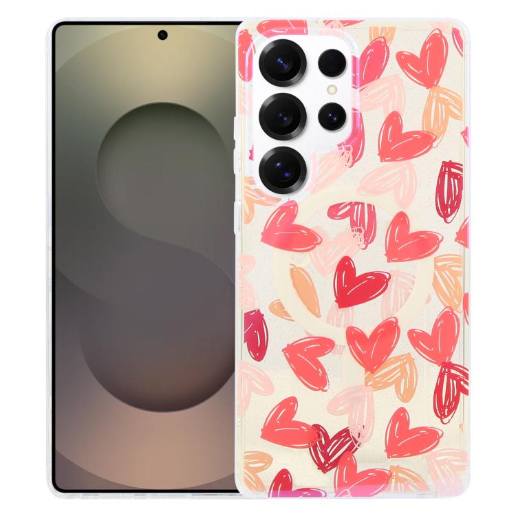 Blue Light Jungle Series Magnetic TPU Phone Case For Samsung Galaxy S24+ 5G, Raised Lens Screen Wireless Charging Protective Cover
