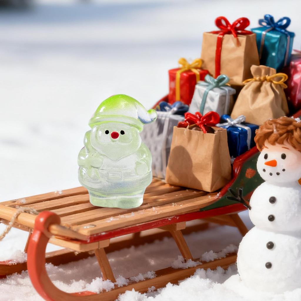 MIni Santa Claus Home Christmas Decoration Resin Craft luminous Miniature Figure Tiny Bonsai Microlandscape Fairy Garden Decor