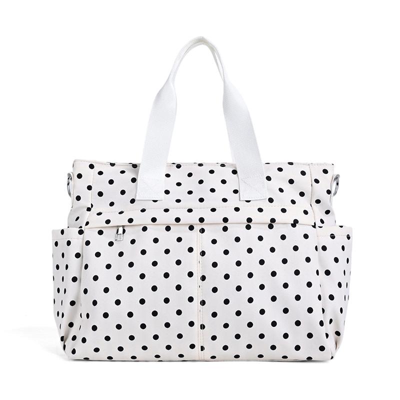 Korean Nylon Polka Dot Shoulder Bag Large Capacity Casual Fashion Travel Tote Bag Simple Crossbody Bags Lightweight Boston Bag