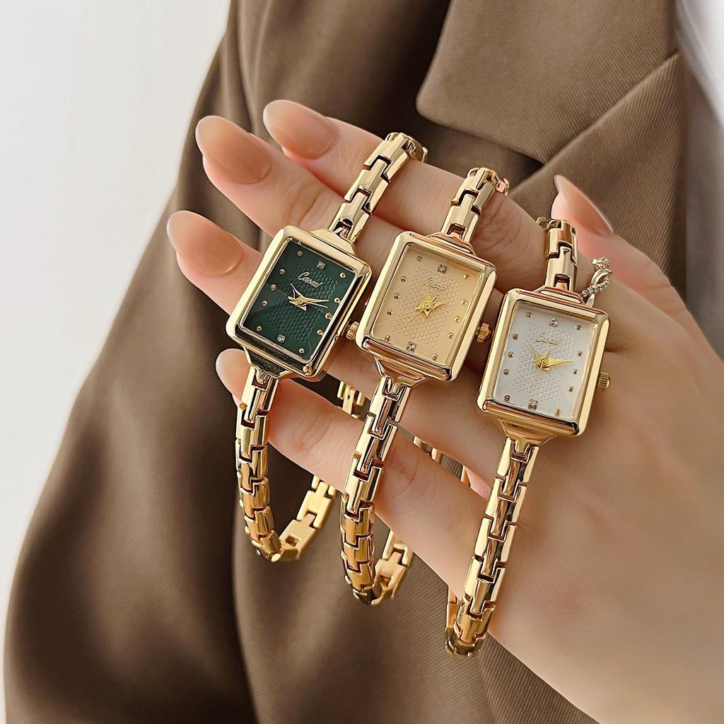 Cacaxi Medieval Bracelet Watch Small Retro Small Gold Watch Rectangular Light Luxury Literary Quartz Watch A258