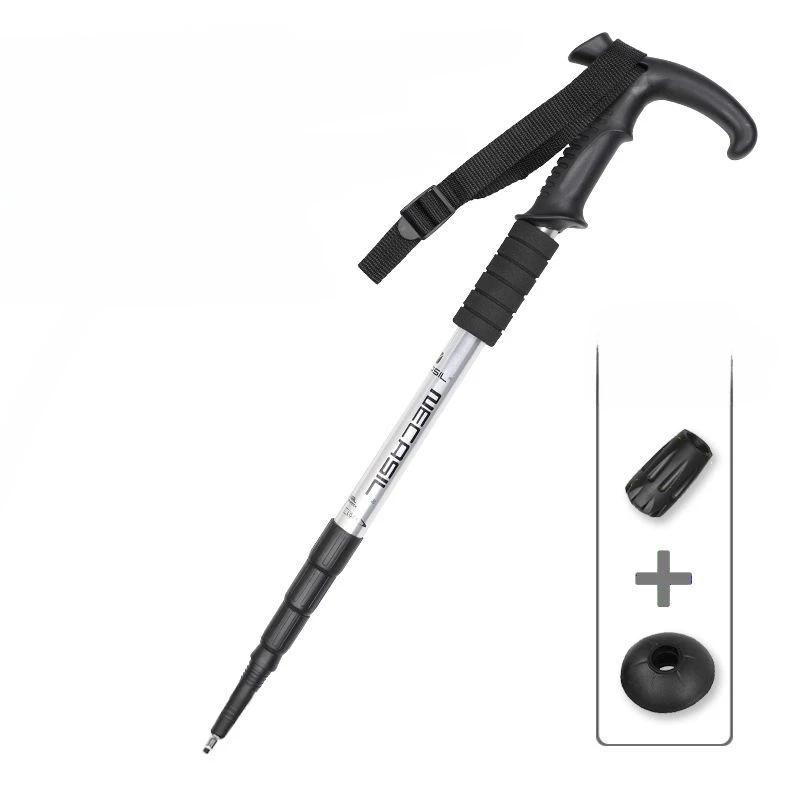 

Сверхлегкая портативная походная палка для ходьбы, походная палка, сплав, телескопическая дубинка для пожилых людей, походные палки для ходьбы 1 шт. серебряный