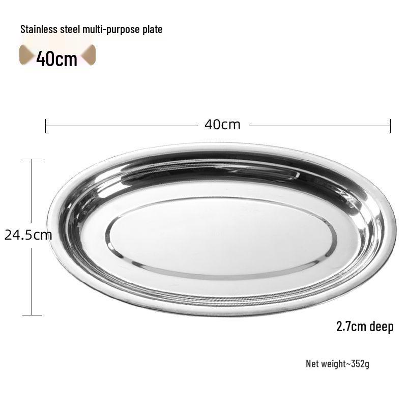Shengjia Stainless Steel Oval Serving Plates (5-Pack)