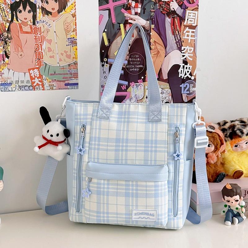 Schoolbag1011 New Plaid Backpack, Student Schoolbag, Women's Large-capacity, Lightweight and Simple, Junior High School Student Shoulder Make-up Bag
